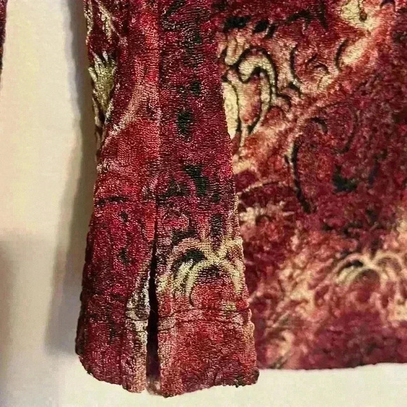 Christopher Banks Top Womens Medium 3/4 Sleeves Burgundy Mesh Career Office - Picture 4 of 6